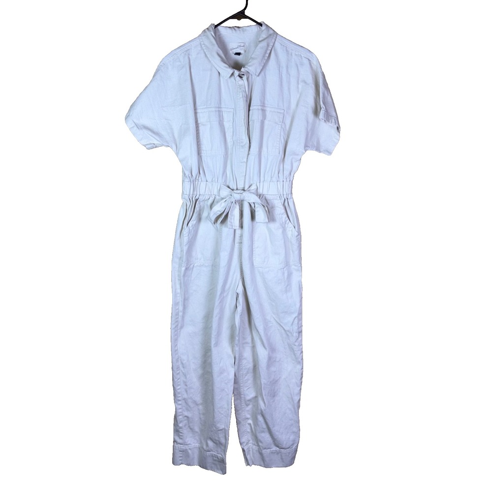 Universal Thread Jumpsuit Womens 8 Cream Short Sleeve Button-Front Boilersuit